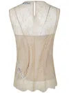 Blugirl Sleeveless Floral Lace Top With Sheer Overlay In Beige