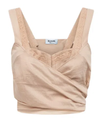 Blugirl Lace-details Flap-pocket Shirt In Neutral