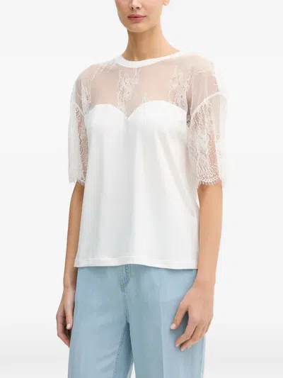 Blugirl Lace-panelled T-shirt In White