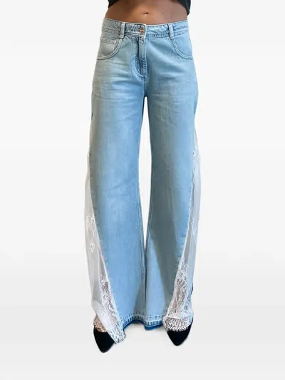Blugirl Lace-panelled Wide-leg Jeans In Blue