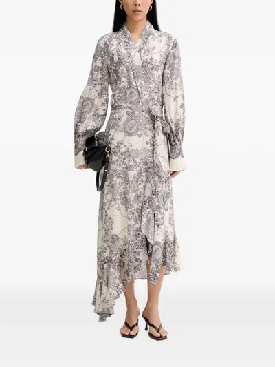 Blugirl Lace-print Ruffled Asymmetric Dress In Multi