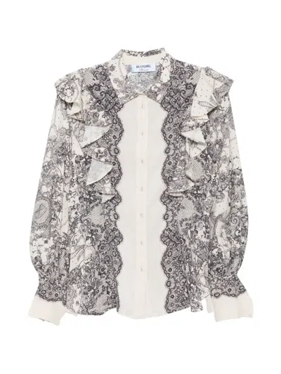 Blugirl Lace-print Shirt In Gray