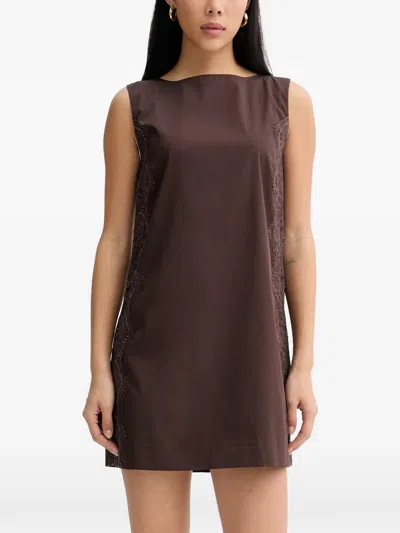 Blugirl Lace-trim Sleeveless Mini Dress In Brown