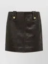 Blugirl Leather Skirt With Belt Loops And Button Detail In Animal Print