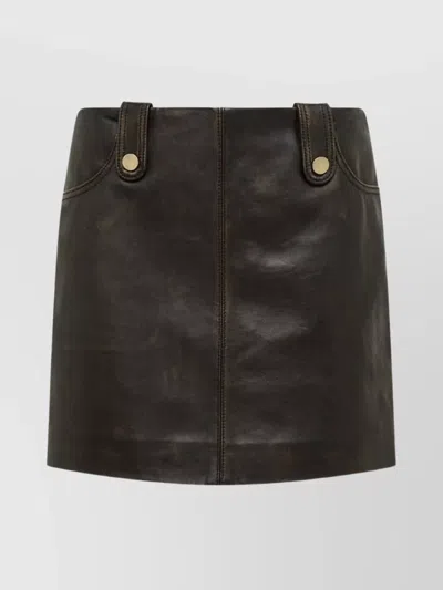 Blugirl Leather Skirt With Belt Loops And Button Detail In Animal Print