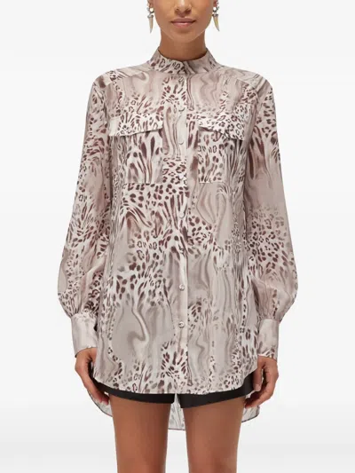 Blugirl Leopard-print Button-down Shirt In Neutral