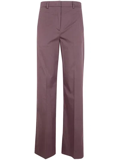 Blugirl Light Cotton Straight Fit Trousers In Purple