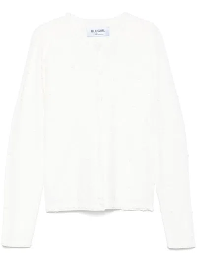 Blugirl Lightweight Cardigan With Floral Motifs In White