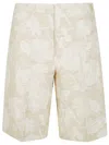 Blugirl Linen Mix Jacquard Bermuda Shorts In Beige Melange