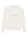 Blugirl Relaxed Fit White Sweater With Sequin Script Logo In Gray