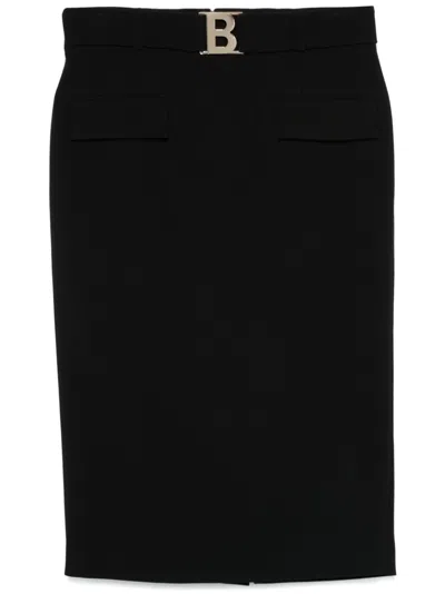 Blugirl Logo-plaque Midi Skirt In Black