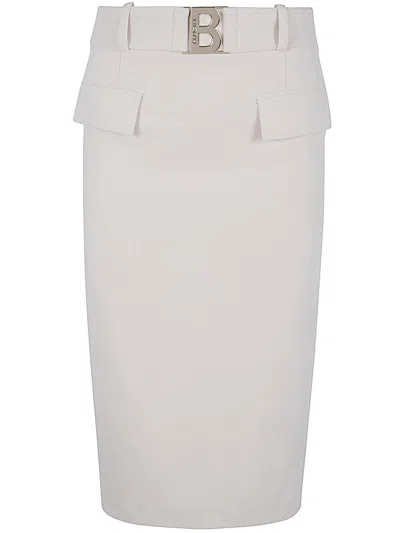 BLUGIRL LOGO PLAQUE REAR SLIT MIDI SKIRT