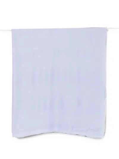 Blugirl Logo-jacquard Frayed Scarf In Blue