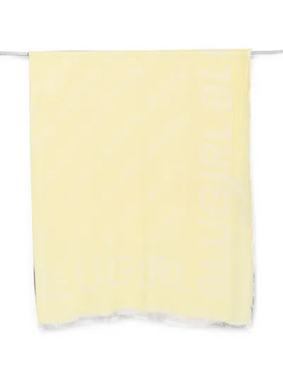 Blugirl Logo-print Frayed Scarf In Yellow