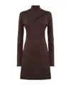 Blugirl High Neck Jersey Dress With Oblique Cut-out And Button Details In Brown