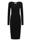 Blugirl Long-sleeve Patterned Midi Dress In Black