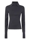 Blugirl Mix Viscose Shirt Neck Sweater In Black