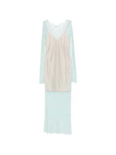 Blugirl Long-sleeved Sequin Dress In Blue