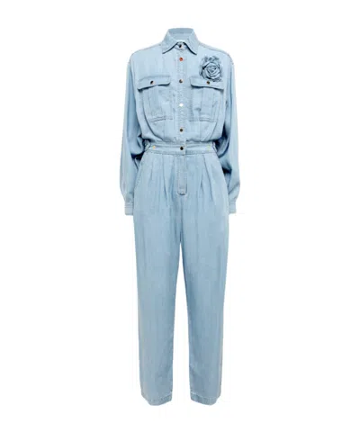 Blugirl Long-sleeved Denim Jumpsuit In Blue