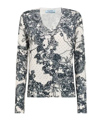 Blugirl Long-sleeved Knitted Cardigan In Blue