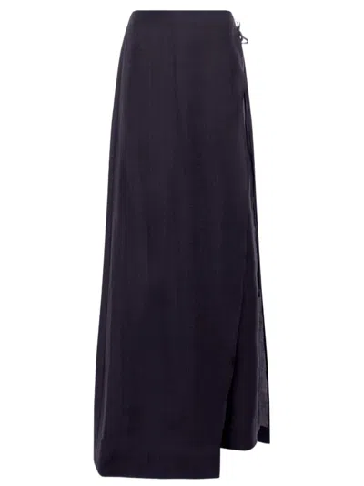 Blugirl Layered Blue Maxi Skirt-pants Hybrid With Tied Side Panel In Black