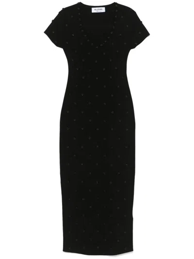 Blugirl Kids' Midi Black Dress With Embellishments