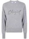 Blugirl Light Grey Knit Sweater With Cursive Logo Embellishment In Gray