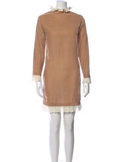 Pre-owned Blugirl Mock Neck Mini Dress In Neutral