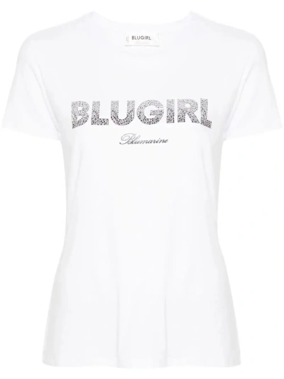 Blugirl Logo-embellished Cotton T-shirt In White