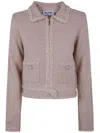 Blugirl Crystal-embellished Tweed Cardigan In Brown