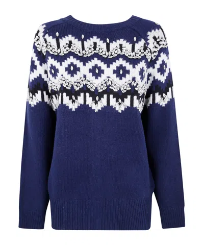 Blugirl Norvegian With Patch Knit Cardigan In Blue