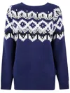 Blugirl Crystal-embellished Fairisle Cardigan In Blue