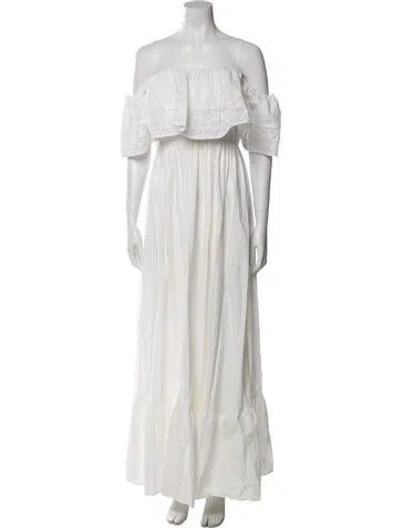 Pre-owned Blugirl Off-the-shoulder Long Dress In White