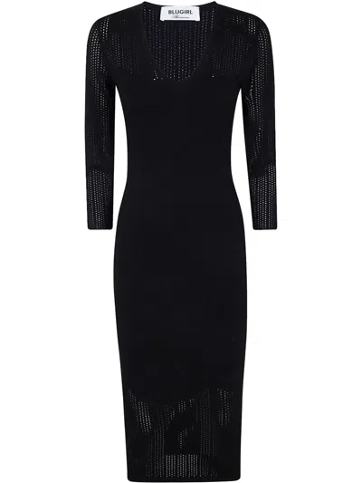 BLUGIRL OPEN-KNIT MIDI DRESS