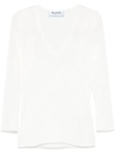 Blugirl Open-knit T-shirt In 白色