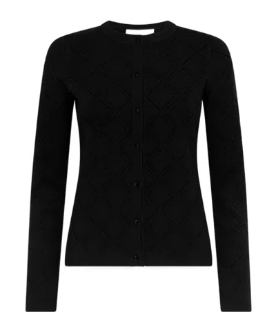 Blugirl Open-work Long-sleeved Knitted Sweater In Black