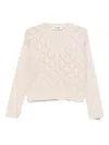 Blugirl Openwork V-neck Sweater In Pink