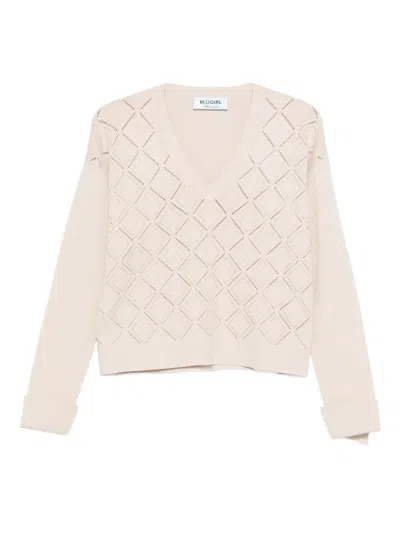 BLUGIRL OPENWORK V-NECK SWEATER