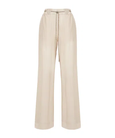 Blugirl Palazzo Trousers In Tencel In Nude