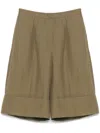 Blugirl Tailored Cuffed Wide-leg Shorts In Green