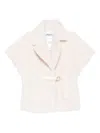 Blugirl Plush Textured Belted Jacket With Wide Collar In White