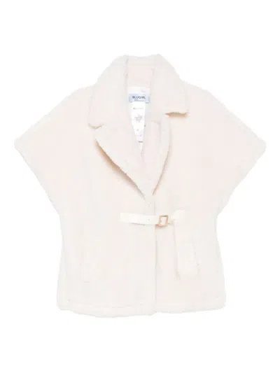 BLUGIRL PLUSH TEXTURED BELTED JACKET WITH WIDE COLLAR