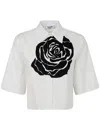 Blugirl Printed Popeline Stretch Boxy Shirt In White