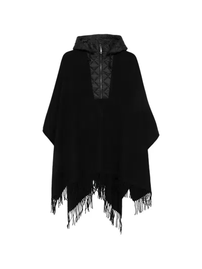 Blugirl Quilted-hood Fringed-hem Cape In Black