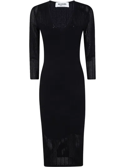 BLUGIRL ECS VISCOSE MELANGE MINI DRESS,RA5012MS99E 22222 BLACK