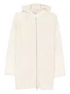 Blugirl Relaxed Fit Wool Coat With Embroidered Sleeves In White