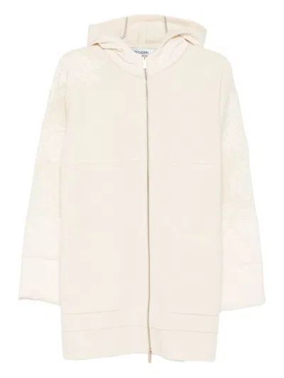 BLUGIRL RELAXED FIT WOOL COAT WITH EMBROIDERED SLEEVES