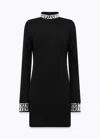 Blugirl Black Mini Dress With Silver Embellishments And V-cut Back In Black