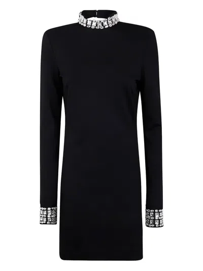 Blugirl Rhinestone-embellished High-neck Dress In Black