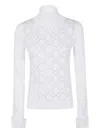 Blugirl Rhombus Pattern High Neck Sweater With Crystal Embellishment In White